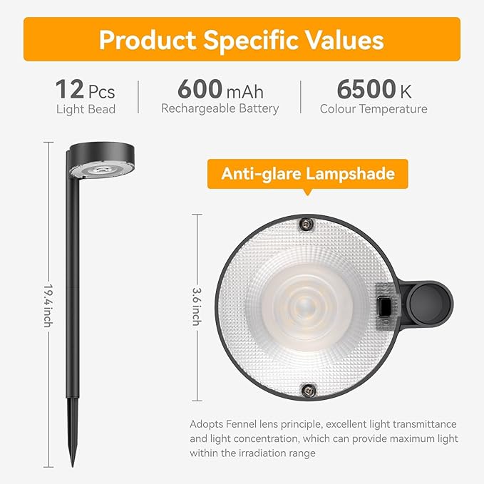 Ahaorigin 6 Pack Solar Pathway Lights Outdoor, 12 Brighter LED Solar Lights Outdoor Waterproof, Up to 12 Hrs Modern Path Light for Yard Garden Walkway Driveway Lawn, Cool White