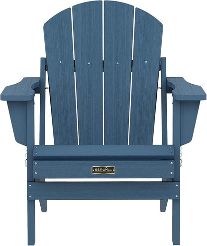 SERWALL Foldable Adirondack Chair Set of 2 for Patio Garden Outdoors Fire Pit-Blue