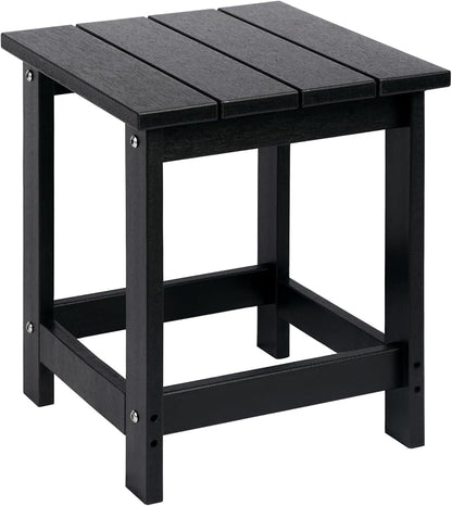 LZRS Adirondack Outdoor Side Table – Durable Weather-Resistant HDPE Patio End Table for Porch, Deck, Pool, Garden,Sturdy and Easy Assembly, Black
