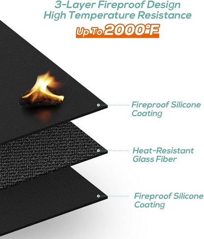 Under Grill Mat for Outdoor Grill, 24 x 42inch Double-Sided Fireproof Grill Pad,Perfect for Outdoor Barbecue Spots,Fireproof, Waterproof, and Oilproof BBQ Protector for Decks and Patios