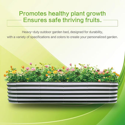Gardmax Galvanized Raised Garden Bed, Lightweight Planter Boxes Outdoor with Easy Assembly, Large Garden Bed for Vegetables, Fruits, Flower Silver 8x2x1.5 FT