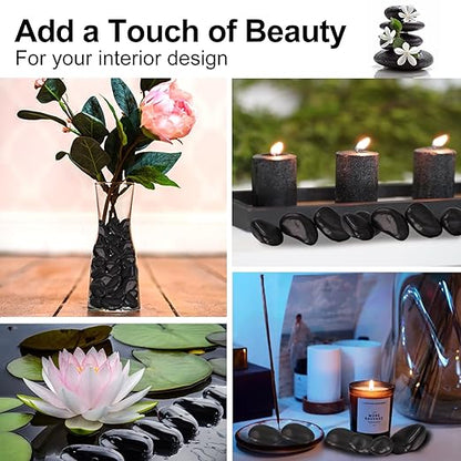 10Ib Black River Rocks for Landscaping-Polished Pebbles for Plants-Garden Decorative Stones-1-2 Large Plant Rocks,Ideal for Aquarium, Home Decor