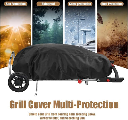 Grill Cover for Weber Traveler Portable Gas Grill 9010001,Weber Traveler Grill CoverHeavy Duty Waterproof 600D Oxford Fabric Weather Resistant Grill Cover Portable with Coleman Roadtrip Accessories