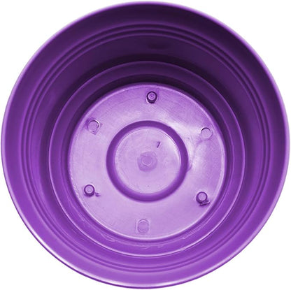 Bloem Saturn 5" Royal Lilac Round Resin Planter Pot with Snap-in Saucer for Indoor and Outdoor Gardening