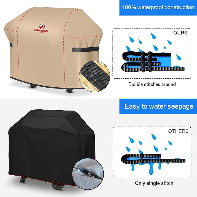 Comnova Grill Cover 82 Inch - 600D BBQ Cover for Outdoor Grill Heavy Duty & Waterproof, Large Barbecue Gas Grill Covers for Weber, Char-Broil, Nexgrill, Monument, Dyna-glo, Brinkmann and More