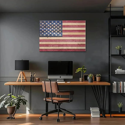 Berlun American Flag Wall Decor - Vintage Patriotic Canvas Wall Art for Home, Office, or Outdoor - USA Flag Wall Hanging for Independence Day, 4th of July, Memorial Day -Merry Christmas Gifts-AL-11 ﻿ ﻿