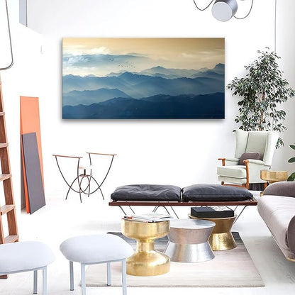 JLXART Large Wall Art Misty Mountain Landscape Canvas Prints Wall Decor Living Room Bedroom Natural Scenery Office Decor Pictures 20"X40"