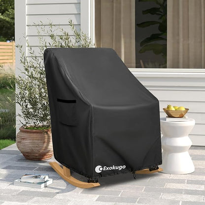 Outdoor Rocking Chair Covers 600D Heavy Duty Waterproof - Patio Furniture Covers for Rocking Chair Cover - All Weather Protection 27x34x45 Inches Black