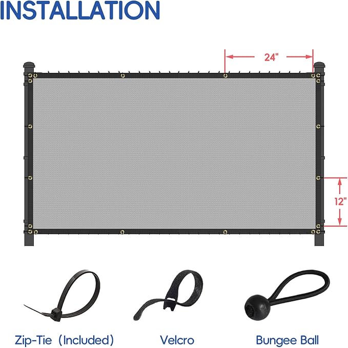 4'x232' Privacy Fence Screen Net Fencing 90% Privacy Blockage Windscreen Fence Cover with Copper Grommet for Patio Backyard Garden Swimming Pool, Zip Ties Included, Light Gray