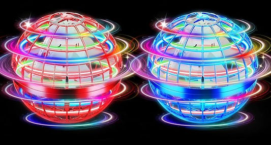 Flying Orb Ball Toy, 2026 Upgrade Hand Controlled Hover Ball with LED Lights, 360° Rotating Boomerang Globe, Cool Mini Drone, Ideal Birthday&Christmas Gift for Boys Girls-Blue & Red