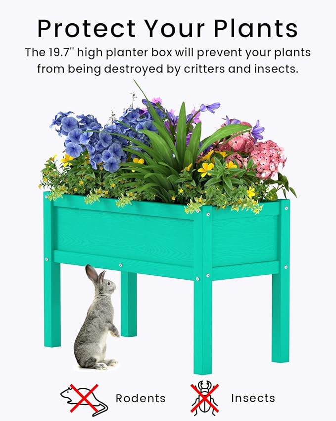 Small HDPE Raised Garden Bed, Elevated Planter Box with Legs, Outdoor All-Weather Planter Raised Beds for Seeds, Herb, Flower, Vegetable (Aruba)