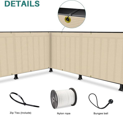 3' x 50' Balcony Privacy Screen Apartment Deck Railing Fence Lattice Panels for Outside, UV Block Shade Cloth with Grommets, Mesh Fencing Cover for Patio Backyard Porch, Yellowish Beige