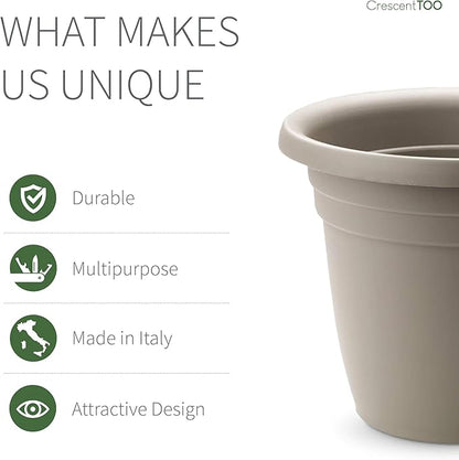 Crescent Too Emma Plant Pot, 8-Inch Cappuccino (Bag of 12)