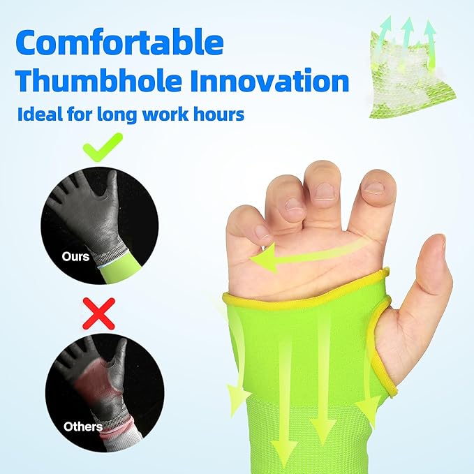Schwer ANSI A6 Cut Resistant Sleeves, 18 inch Protective Arm Sleeves with Thumb Hole for Arm Work Protection, Arm Guards for Gardening, Cutting Metal, Repairing, Kitchen, Pet Grooming (1 Pair, Yellow)