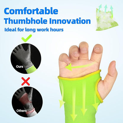 Schwer ANSI A6 Cut Resistant Sleeves, 18 inch Protective Arm Sleeves with Thumb Hole for Arm Work Protection, Arm Guards for Gardening, Cutting Metal, Repairing, Kitchen, Pet Grooming (1 Pair, Yellow)