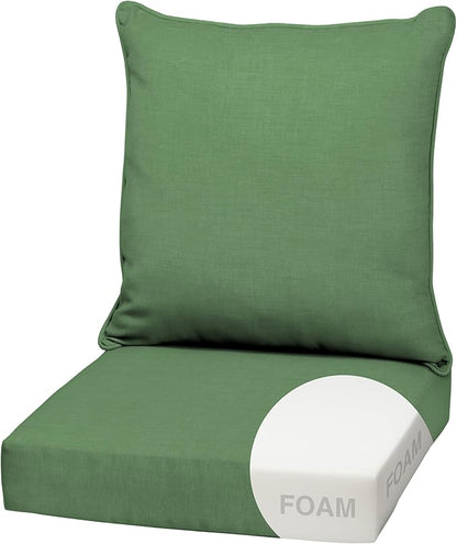 Arden Outdoor Foam Deep Seat Cushion Set, 22 in x 24 in, Weather-Proof, Rain-Proof, Fade Resistant Patio Cushion, Bottom and Back Cushion for Chair, Sofa, and Couch Bright Moss Green Leala