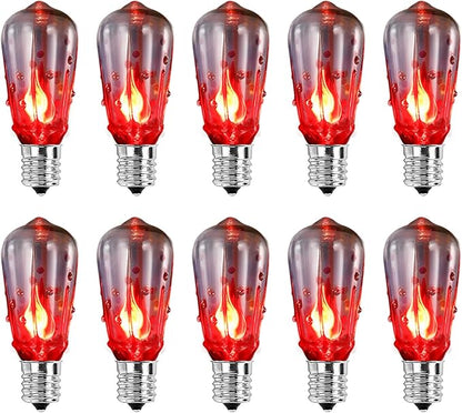 GOOTHY 10 Pack Halloween Flicker Flame Replacement Bulbs, ST40 Bloody Drop Bulbs with Red Flickering Flame for Outdoor String Lights, Party Haunted House, 1W E17 Intermediate Base Bulb