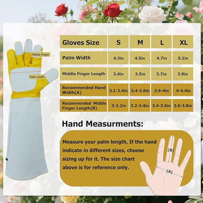 Cactus Gloves, Thorn Proof Gardening Gloves for Rose Pruning & Cacti Handling (Medium (Pack of 1), Yellow-reinforce)
