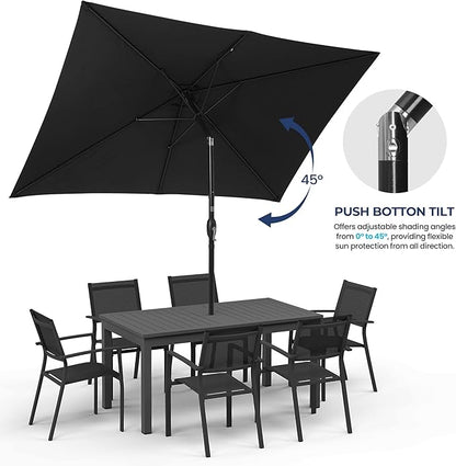 SUNVIVI OUTDOOR Patio Umbrella, Rectangular Patio Umbrella, Metal Pole Square Outdoor Umbrella with Crank and Push Button Tilt, Large Outdoor Umbrella with Polyester Canopy