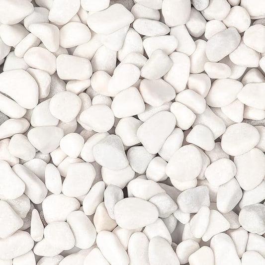 5lbs White Natural River Rocks, Polished Pebbles for Plants Garden, 0.3-0.8 inch Decorative White Stones, Ideal for Fish Tank, Vases, Crafting, Home Decor and Garden Landscaping Rocks,White