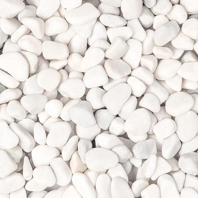11lbs White Natural River Rocks, Polished Pebbles for Plants Garden, 0.3-0.8 inch Decorative White Stones, Ideal for Fish Tank, Vases, Crafting, Home Decor and Garden Landscaping Rocks,White