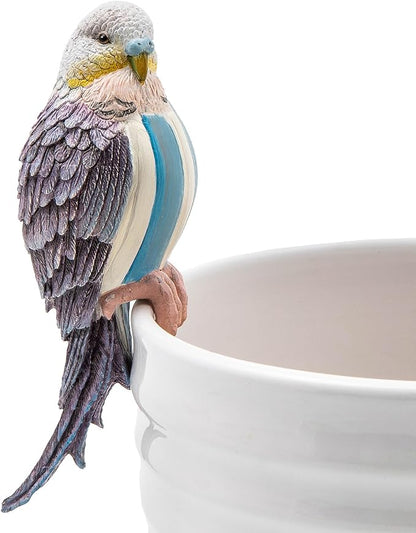 MACKENZIE-CHILDS Pot Climber, Decorative Flowerpot Hanger, Indoor and Outdoor Planter Hanging Decor, Blue Parakeet