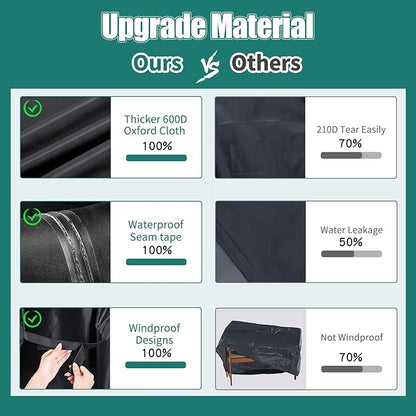 Outdoor Patio Furniture Covers Waterproof Patio Set Table Covers Rectangular with 4 Windproof Buckles 600D (Rectangle 138x102x35inch) (Nuturem_US)