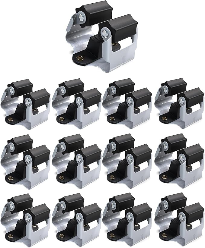 3-H Mop Holder 12 Pack,Brush Holder,Broom Holder Wall Mounted for Kitchen Bathroom Laundry Room Shed Garage Garden(Black)