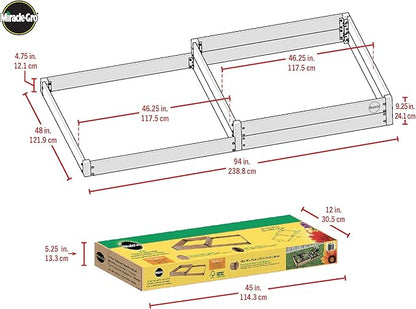 Miracle-GRO 4 x 8 Ft. 2-Tier Wooden Raised Garden Bed, 19.2 Cu. Ft. Above Ground Garden with Powder-Coated Metal Brackets for Decks and Yards