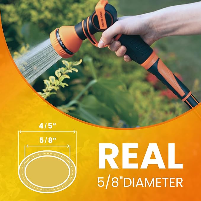 Giraffe Tools Garden Hose 5/8", Water Hose Heavy Duty, Flexible, Lightweight Hybrid Hose with Swivel Handle, 3ft Male to Female Fittings, Burst 600 PSI, Short Leader Hose