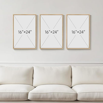Framed Sage Green Abstract Landscape Wall Art for Bedroom, 3 Piece Modern Canvas Prints Paintings Artwork for Walls, Minimalist Nature Pictures for Living Room Dining Room Hallway Wall Decor 16x24 In