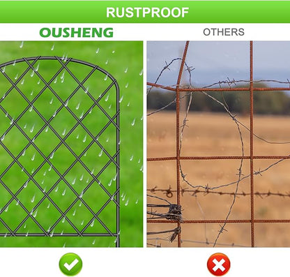 OUSHENG 25 Pack Decorative Garden Fence, Total 27ft(L) x 24in(H) Animal Barrier Border, Rustproof Metal Wire Section Edging Fencing Panel for Outdoor Patio Garden Yard, Arched