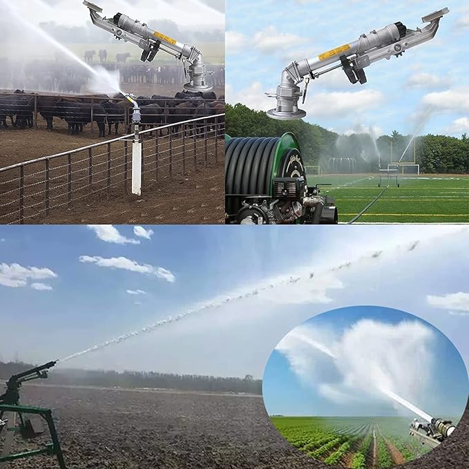 Impact Sprinkler with Tripod Base, Farm Irrigation Spray Gun, Heavy Duty Lawn Sprinkler, 360 Degree Large Area Irrigation, for Yard, Lawn, Garden