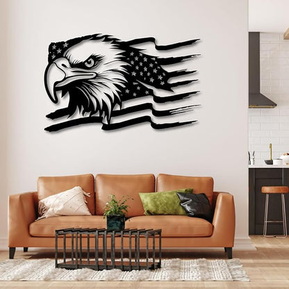American Eagle Metal Wall Art - US Large Eagle Wall Sign - Patriotic Independence Day Gift, 41x26inches / 105x66cm, Style 1