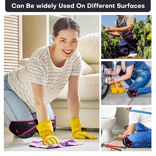 Knee Pad Women Men for Gardening House Working, Floor and Carpet Cleaning, Construction Work, Cleaning Knee Pads With High Elastic Fabric Black with Pink Edge M