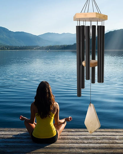 Wind Chimes Outdoor Deep Tone, 30 Inches Wind Chimes Outdoor, Memorial Wind Chimes with Hook as Gifts for Mother's Day/Housewarming/Christmas, Patio, Garden, Yard, Home Décor. Black