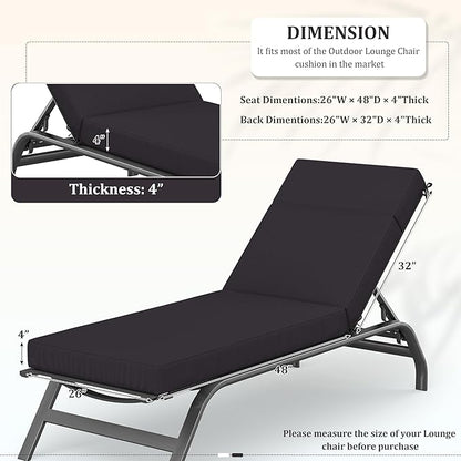 Chaise Lounge Cushions Outdoor, 80" L X 26" W X 4" D Lounge Chair Cushions for Outdoor Furniture, High-Density Foam Outdoor Chaise Cushion-Waterproof Fade-Resistant ThickPatio lounge chair cushion