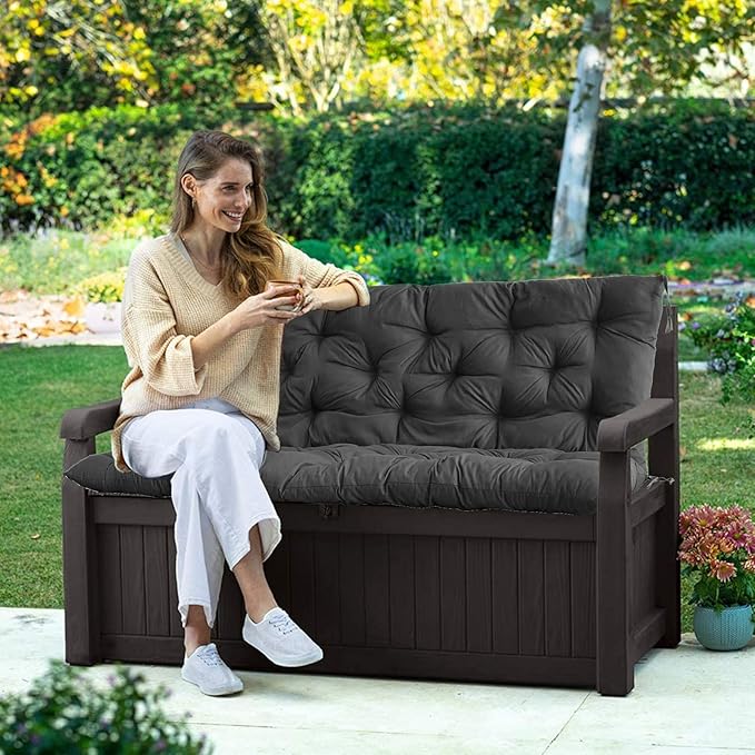 Swing Replacement Seat Cushions, 2-3 Seater Bench Cushions for Outdoor Furnitur with Backrest, Garden Recliner Seat Cushions Waterproof Sofa Pads (Dark Gray, 71x40in)