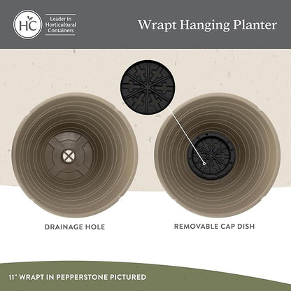 The HC Companies Wrapt Hanging Planters - Lightweight Plant Pot Hanger for Hanging Plants, Vegetables & Herbs - Outdoor & Indoor Hanging Basket for Plants (13" Pepperstone, Pack of 1)