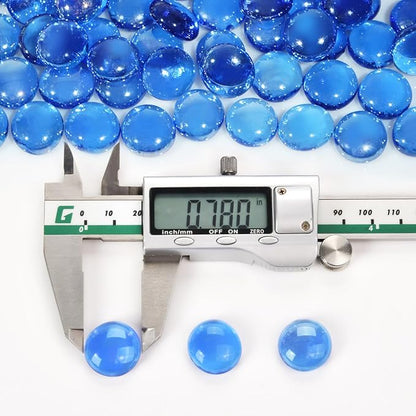 20 Pounds Fire Glass Beads,3/4 Inch High Luster Round Fire Glass for Gas Fireplace, Fire Pit Table,Landscaping, Caribbean Blue