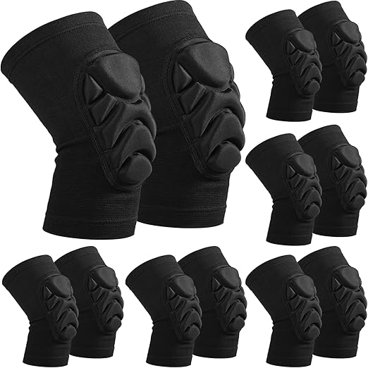 Haysandy 6 Pairs Knee Pads Bulk, Volleyball Breathable Knees Pads with Thick Sponge for Adult Youth Women Men Dancer Sport Training Workout Protector (Black,L Size)