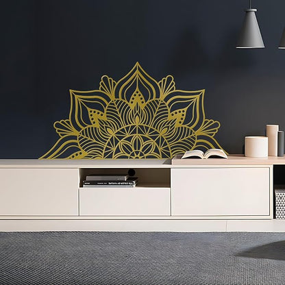 Resama Large Metal Mandala Wall Art, Unique Lotus Flower Wall Decor Artwork, Suitable for Office and Home Indoor and Outdoor Decoration (Gold)
