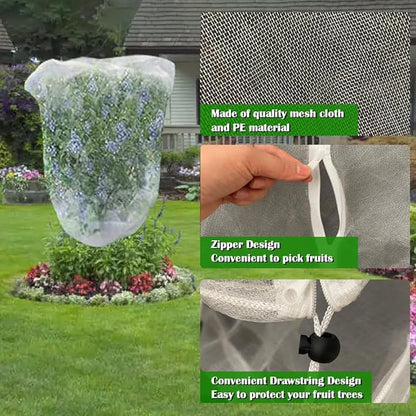 Fruit Tree Netting Covers with Zipper to Protect from Squirrels and Birds Large Netting for Fruit Trees Net Protection, Black, 8' x 8', 2 Pack