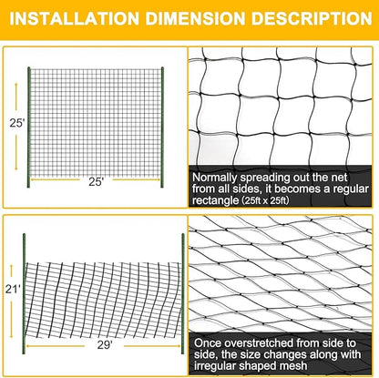 BSTPCOO Bird Net 25'x25' with 2.4" Square Mesh Bird Netting for Chicken Coop Roof, Poultry Netting Heavy Duty Nylon for Garden, Chicken Netting Fruit Tree Netting, Hawk Netting for Chicken Run