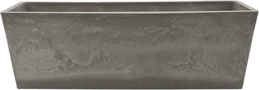 Arcadia Garden Products U65CT Plastic/Stone/Wood Composite Simplicity Window Box, No Drainage Hole (Drillable), Patio Plant Container, Indoor Outdoor Planter, 25.5" x 9, Cement Color