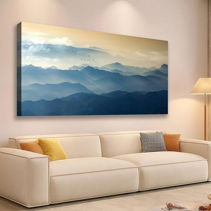 JLXART Large Wall Art Misty Mountain Landscape Canvas Prints Wall Decor Living Room Bedroom Natural Scenery Office Decor Pictures 20"X40"