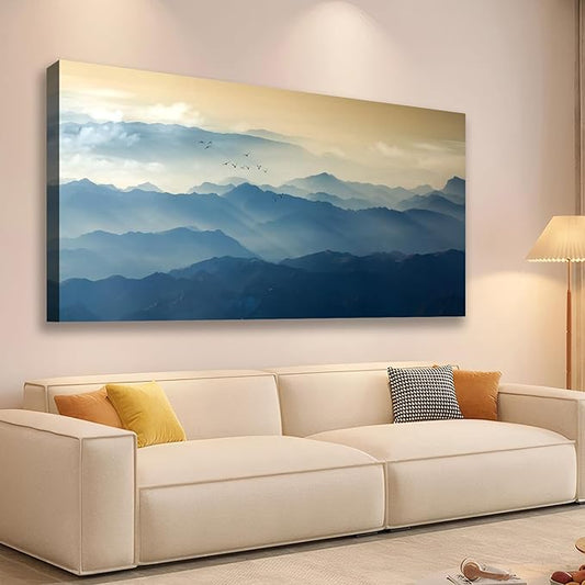JLXART Large Wall Art Misty Mountain Landscape Canvas Prints Wall Decor Living Room Bedroom Natural Scenery Office Decor Pictures 20"X40"
