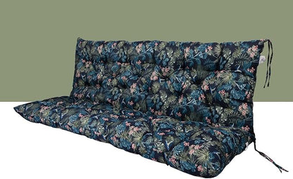 Outdoor Swing Cushions 3 Seater Waterproof, Replacement Bench Cushions for Outdoor Patio Furniture with Backrest, Porch Swing Cushion with Ties for Lawn and Garden (Hummingbird, 40x40in)