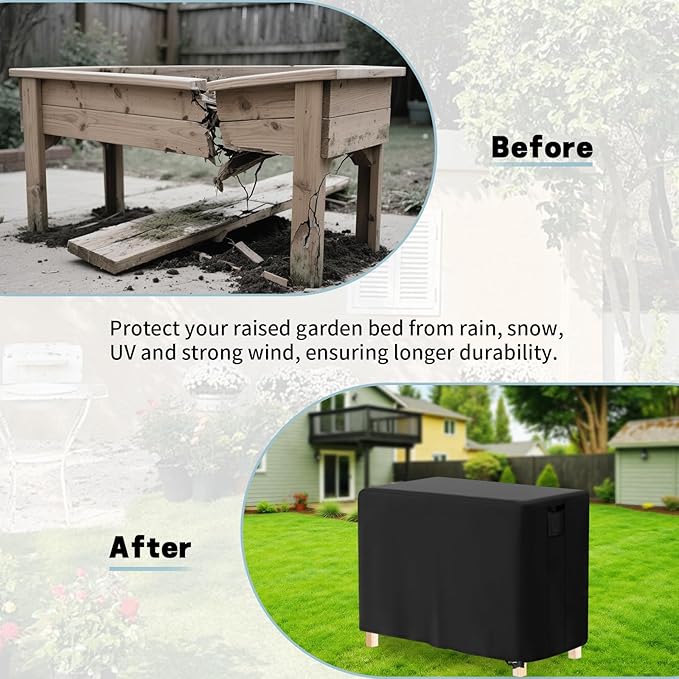 Outdoor Raised Garden Bed Cover for Winter (Only Cover),Waterproof Raised Planter Boxes Stand Covers - 97 x 25 x 32 inch
