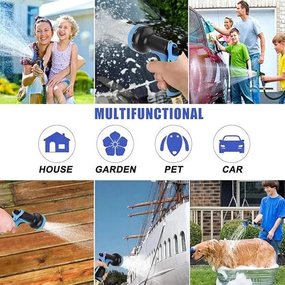 75 ft Expandable Garden Hose - Kink Free Flexible Water Hose with Thumb-Controlled 10-Function Nozzle, 3/4 Solid Connectors, Durable 3750D Fabric, 4-Layer Latex Core